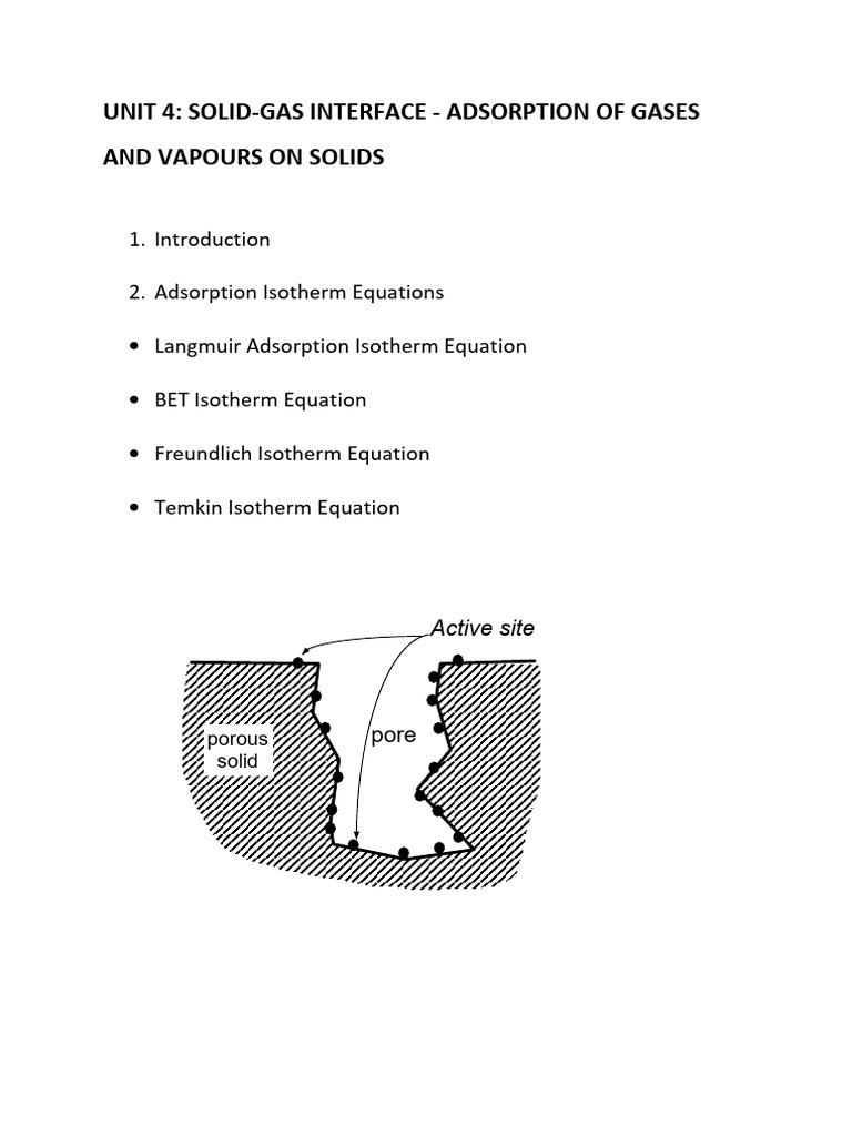 UNIT 4_Solid-Gas Interface | PDF | Adsorption | Gases