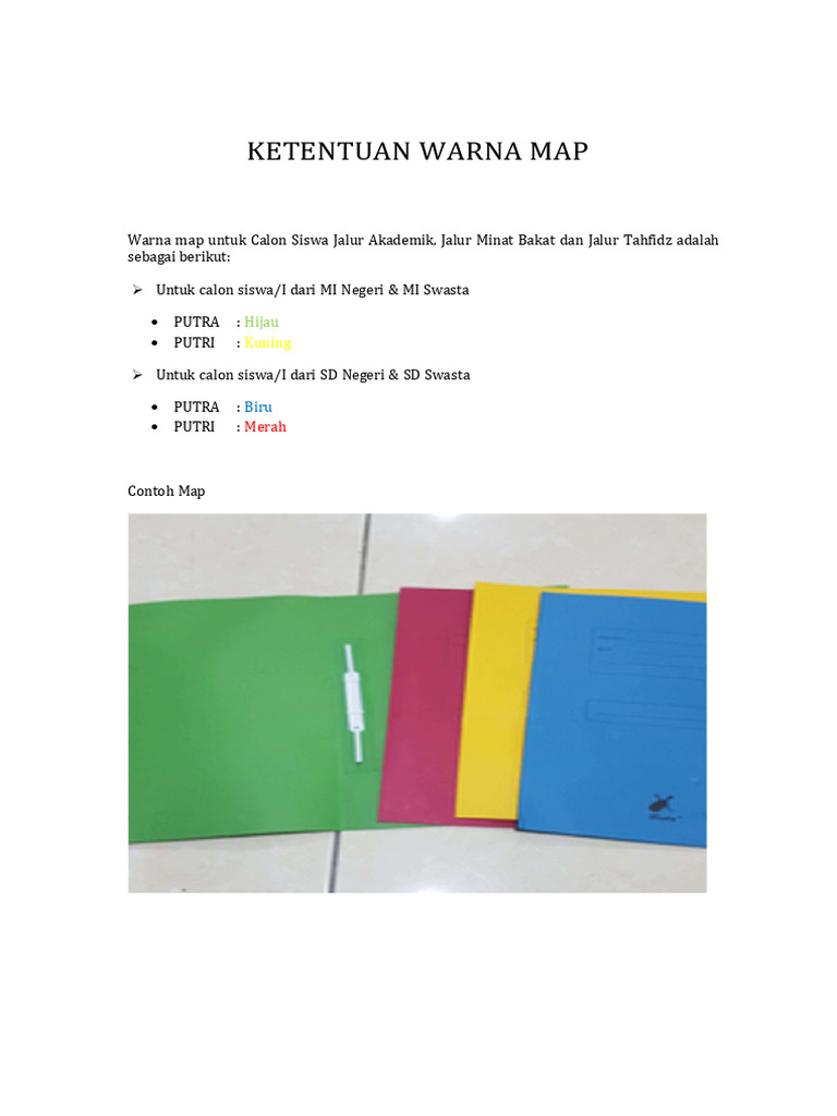 Warna Map Pendaftaran Siswa Baru | PDF