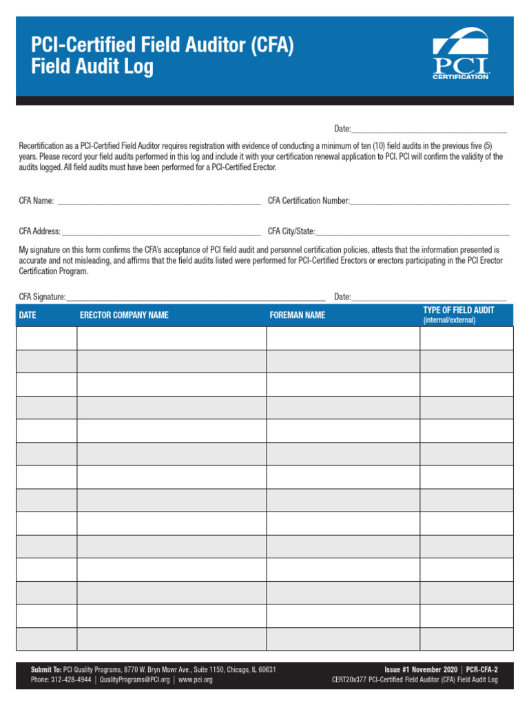 PCI-Certified Field Auditor Log | PDF