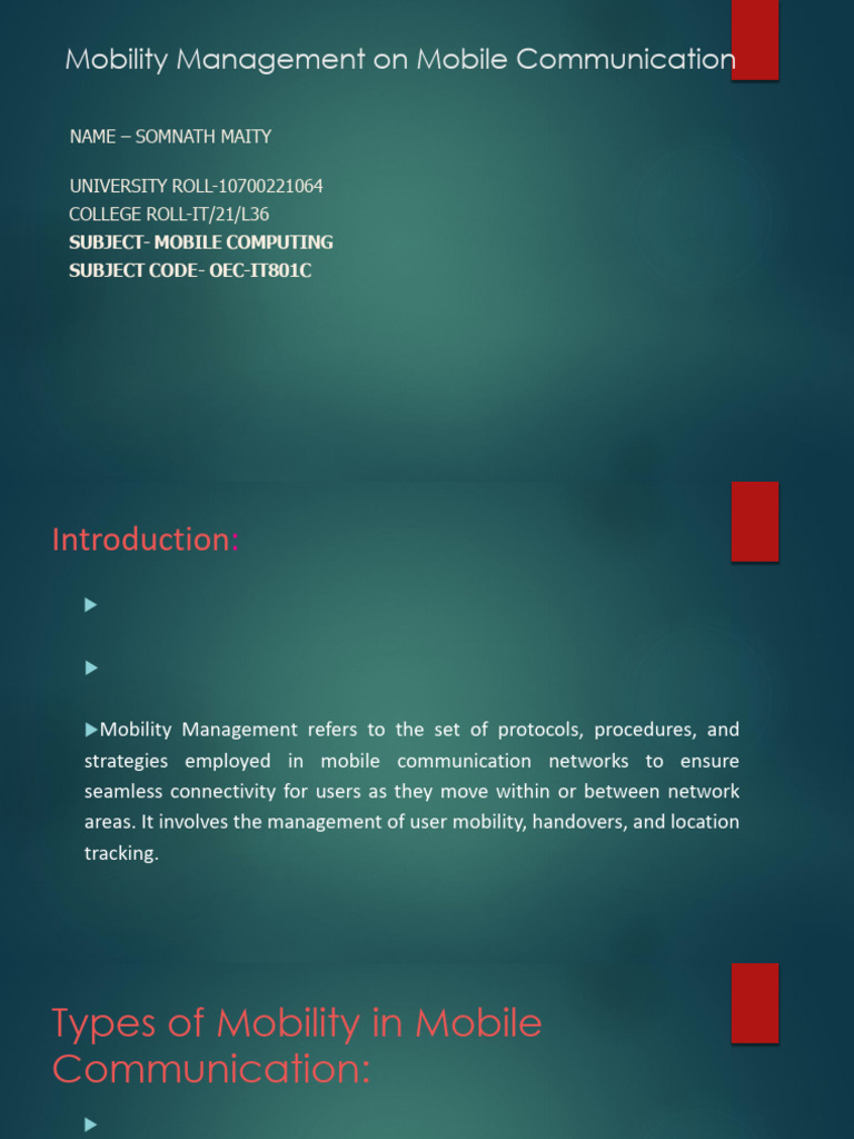 Mobility Management in Mobile Networks | PDF | Computer Network ...