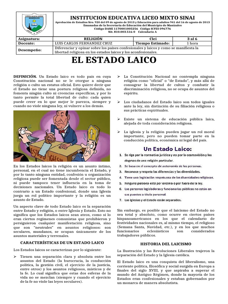 Clei - Estados Laicos y Confesionales | PDF | Laicismo | Estado (política)