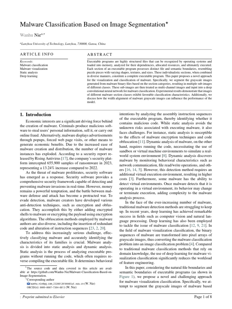 Malware Visualization for Classification | PDF | Image Segmentation ...