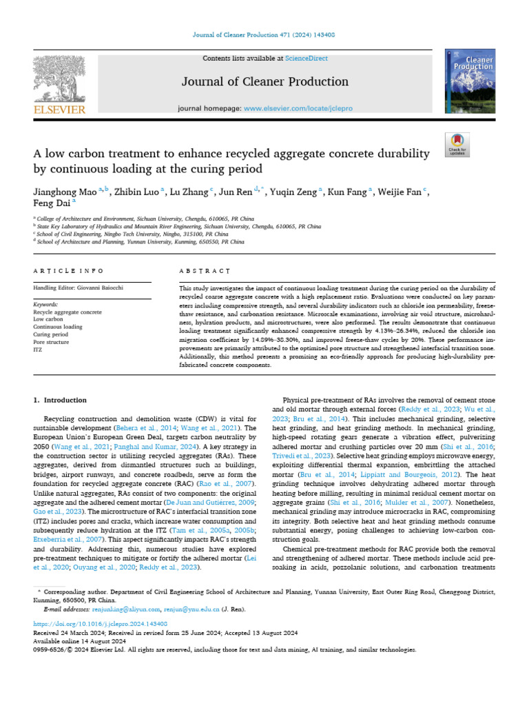 Enhancing Durability of Recycled Concrete | PDF | Concrete | Cement