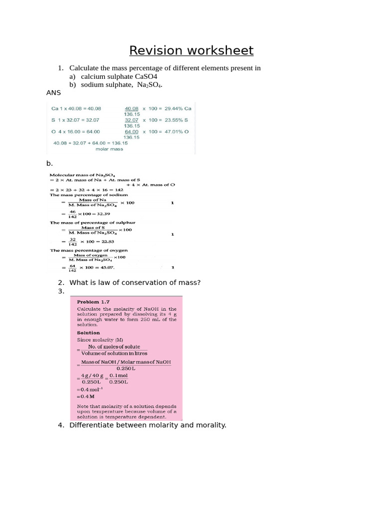 Chemistry Revision Worksheet Guide | PDF | Ion | Chemical Bond