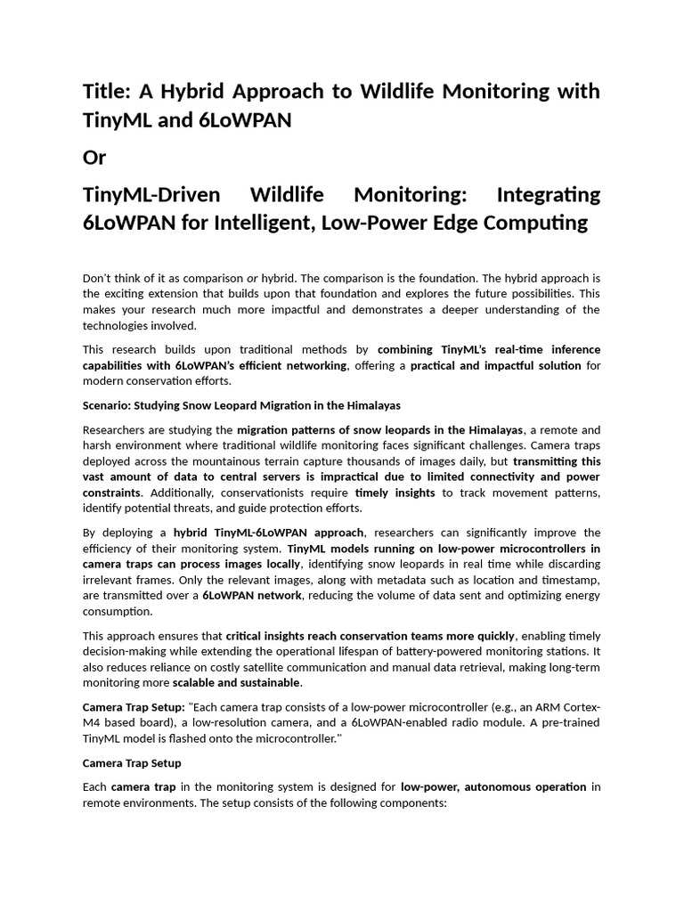 TinyML and 6LoWPAN for Wildlife Monitoring | PDF | Computer Network ...