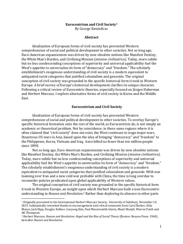 1-Eurocentrism-and-Civil-Society | PDF | Georg Wilhelm Friedrich Hegel ...