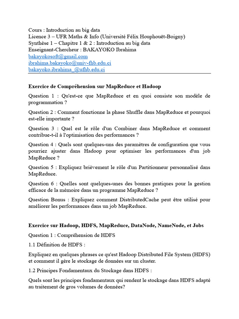 Introduction au Big Data et MapReduce | PDF | MapReduce | Apache Hadoop