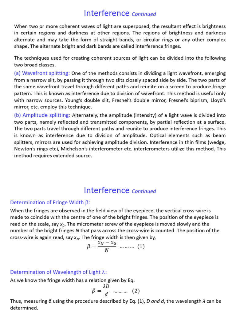 Understanding Light Interference Patterns | PDF | Interferometry ...