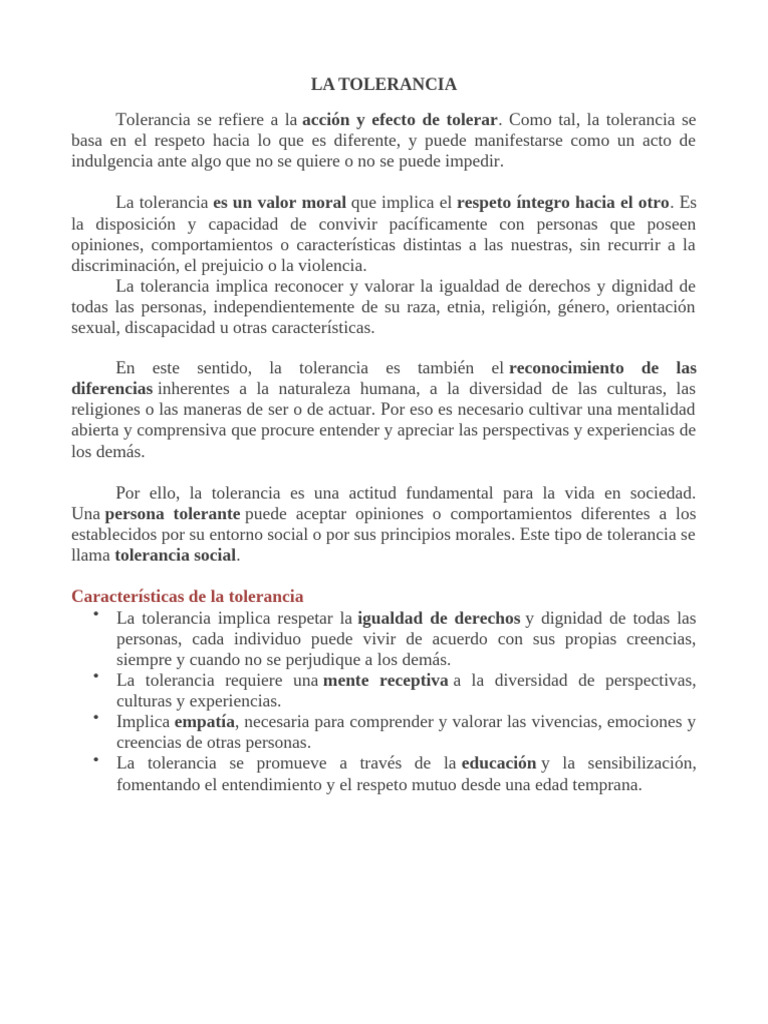 Importancia de la Tolerancia Social | PDF