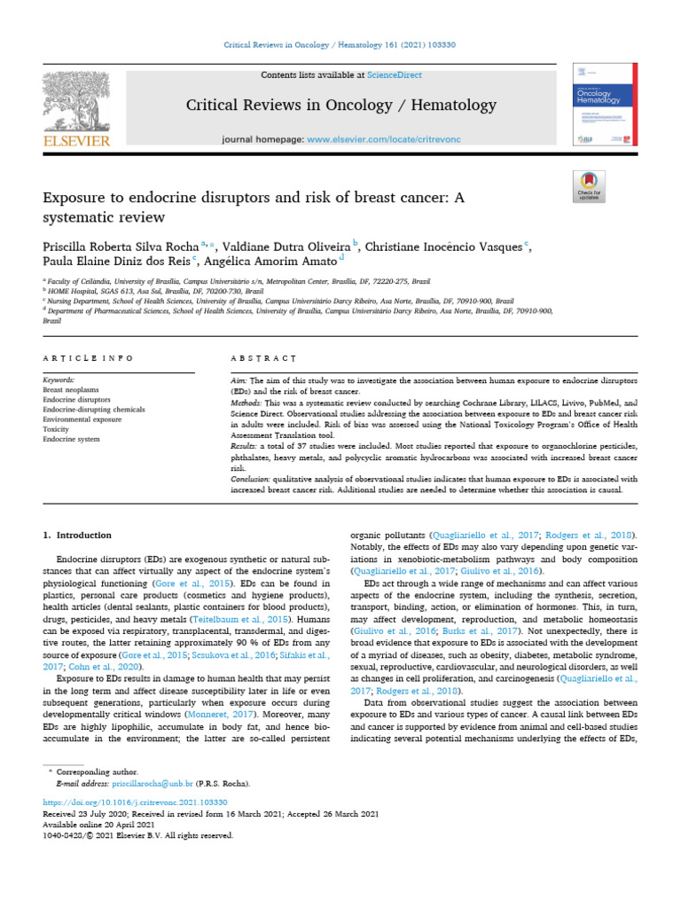 Endocrine Disruptors and Breast Cancer Risk | PDF | Cancer | Carcinogenesis