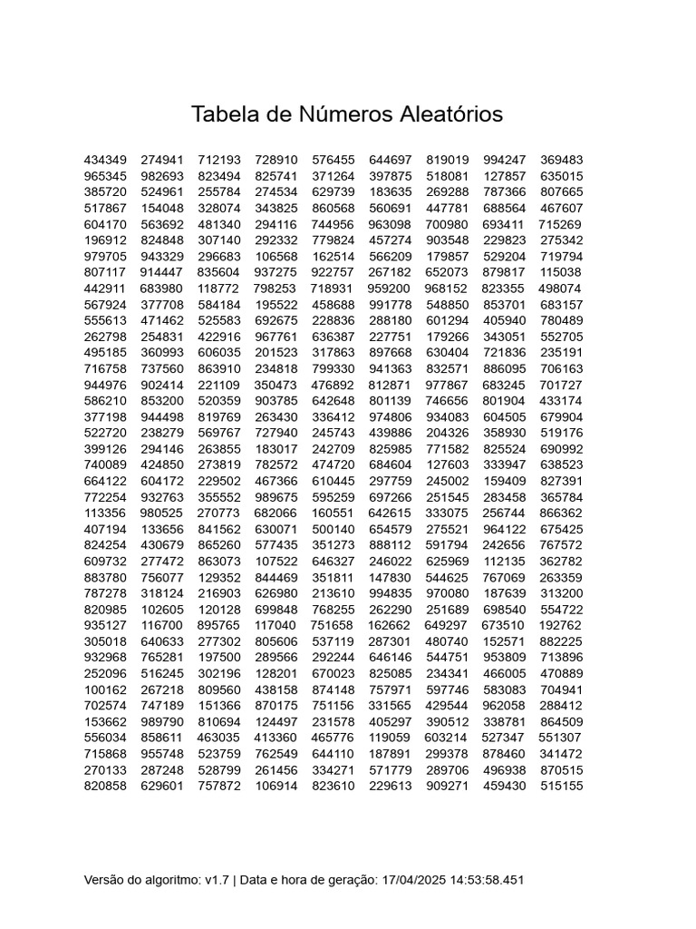 Random Table-10 | PDF