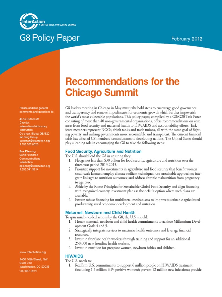 G8 Policy Paper FINAL 2-14-12 | PDF | Food Security | Millennium ...
