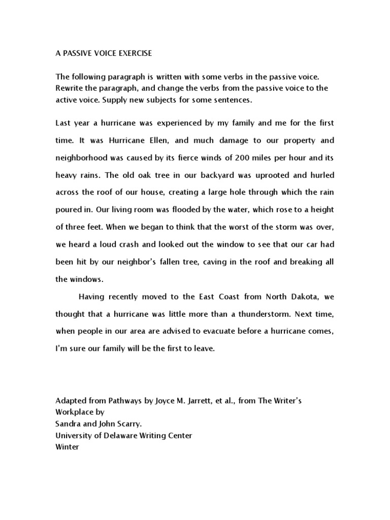 A Passive Voice Paragraph