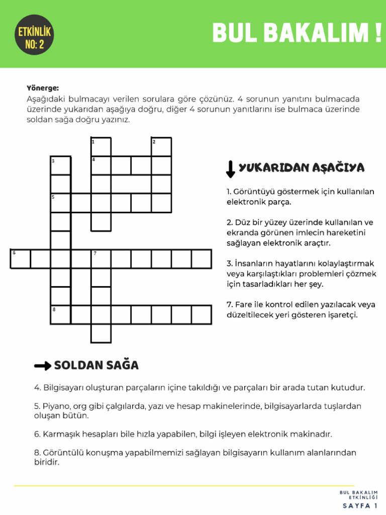 1.oturum Ek Etkinlik Bulmaca | PDF