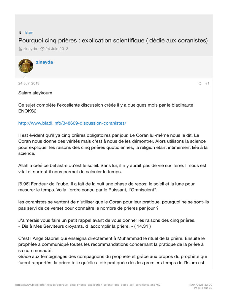 Cinq Prières : Explication Scientifique | PDF | Prière | Ombre