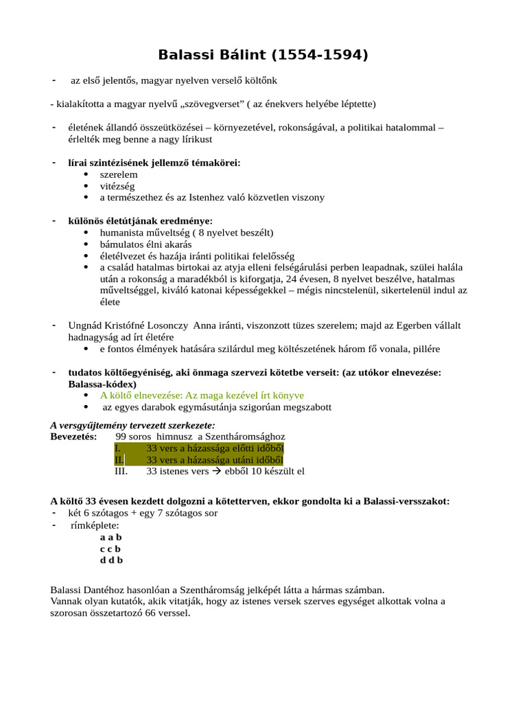 Balassi Bevezetés | PDF
