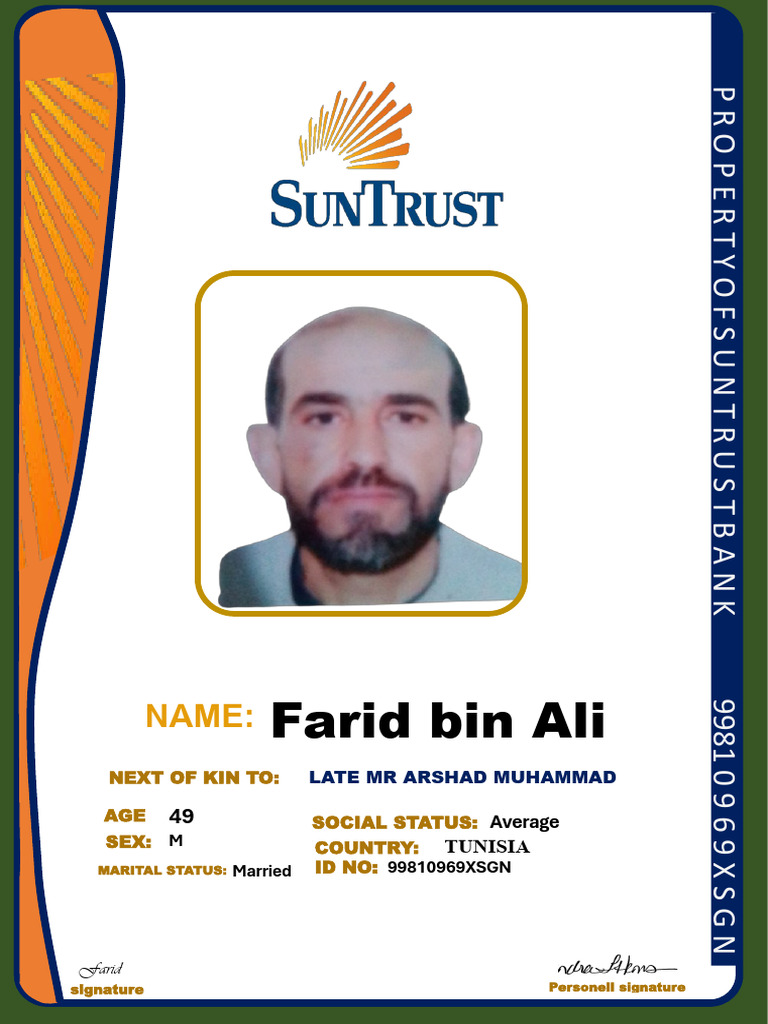 Next of Kin Identification Card Farid | PDF