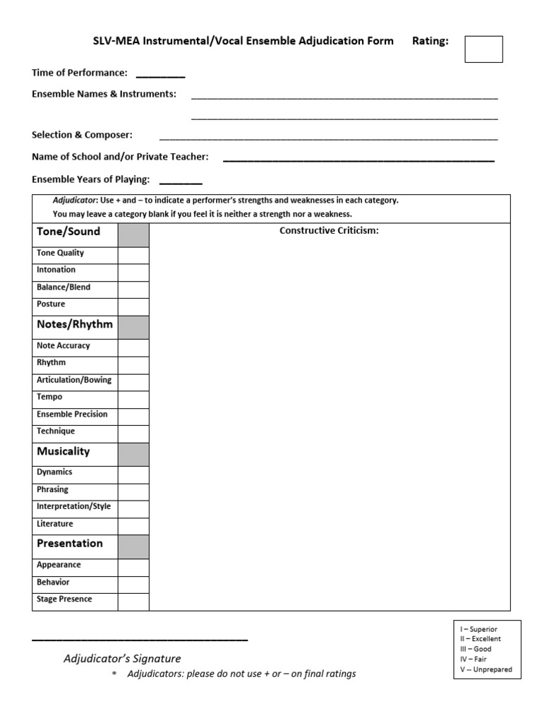 Ensemble Adjudication Form Template | PDF