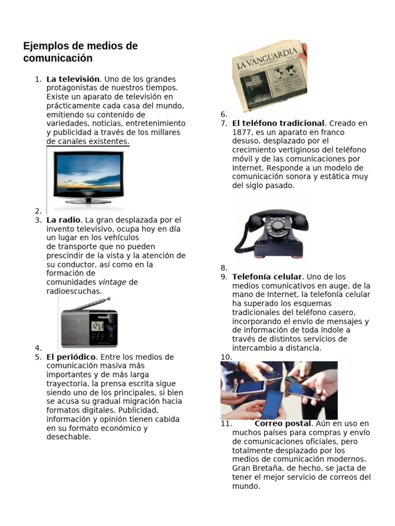 Ejemplos de medios de comunicación | PDF | Internet | Medios de ...