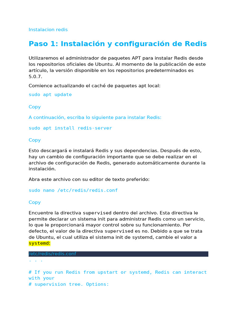Guía de instalación y configuración de Redis | PDF | Informática ...