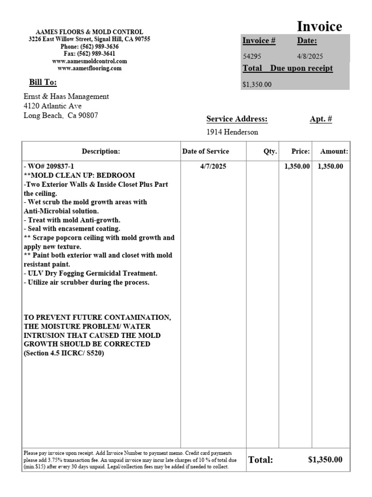 Inv 54295 From Aames Floors Mold Control 105220 | PDF