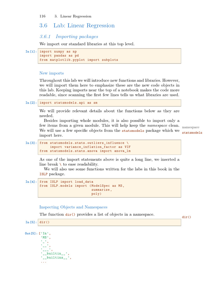 Linear Regression Lab with ISLP Python | PDF | Regression Analysis ...