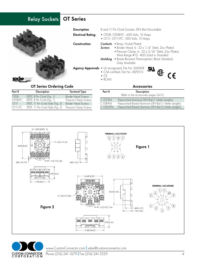 OT08-PC Octal Socket Specifications | PDF