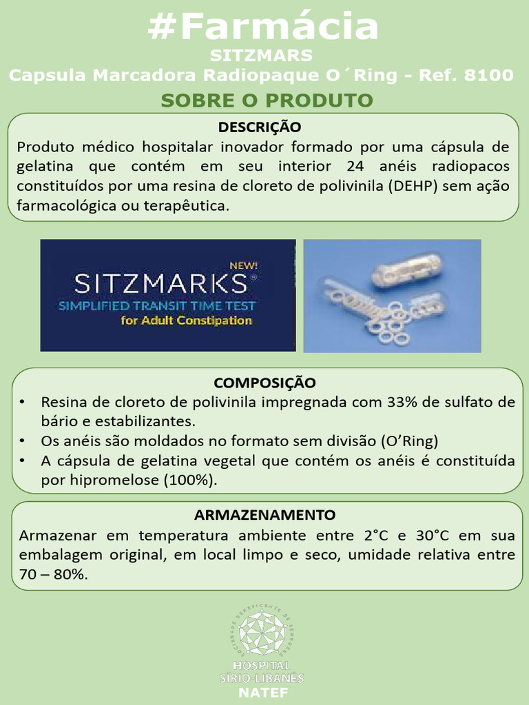 Cápsulas Radiopacas SITZMARKS: Uso e Instruções | PDF