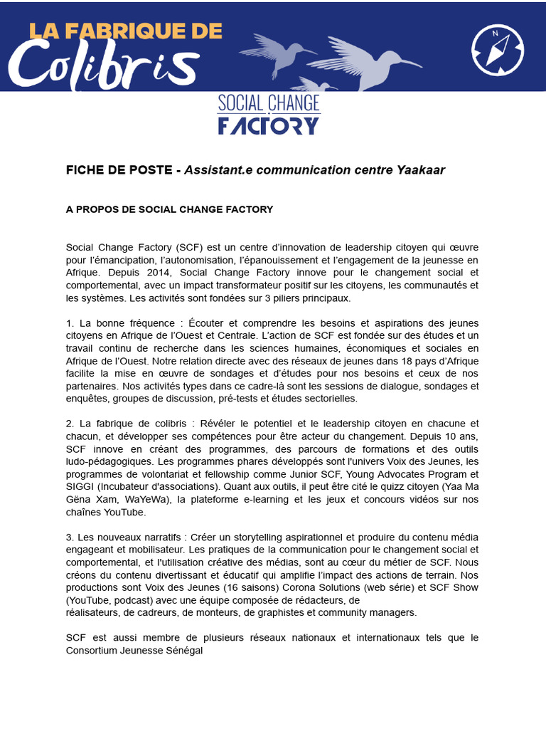 Fiche de Poste : Assistant Communication | PDF | la communication