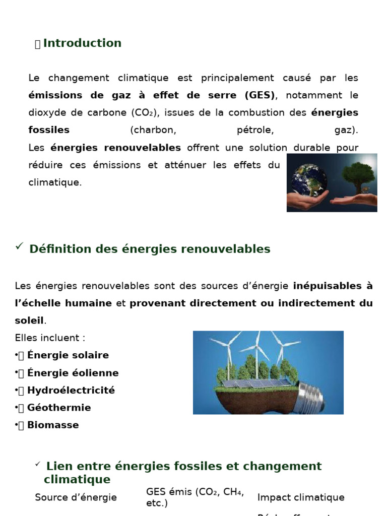 Énergies renouvelables et climat : solutions clés | PDF | Énergie ...