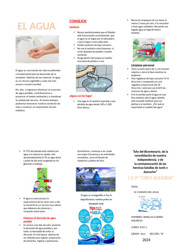 Cuidado del Agua: Consejos para Niños | PDF | Agua | Ingeniería Ambiental
