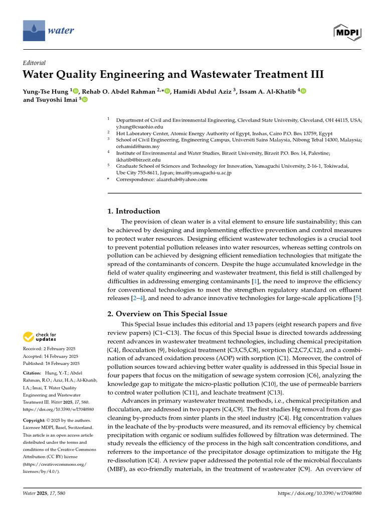 Advances in Wastewater Treatment Technologies | PDF | Sewage Treatment ...