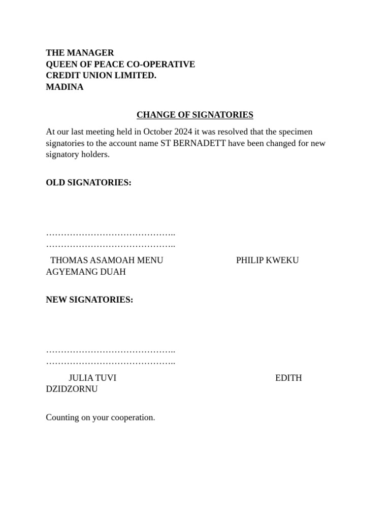 Change of Signatory (1) 1 | PDF
