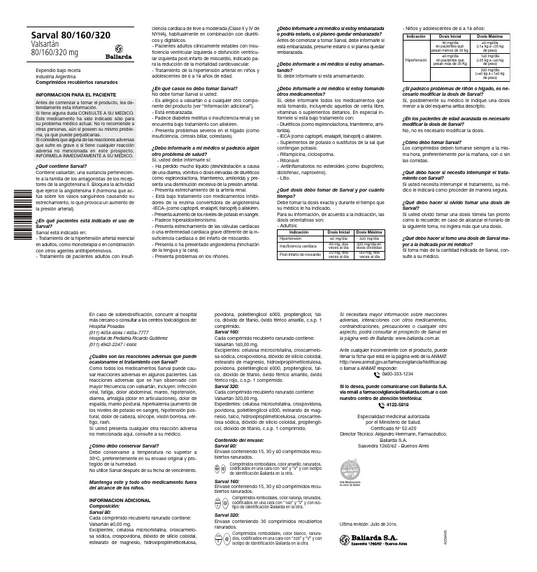 Uso y Dosis de Sarval (Valsartán) | PDF | Drogas | Medicina CLINICA