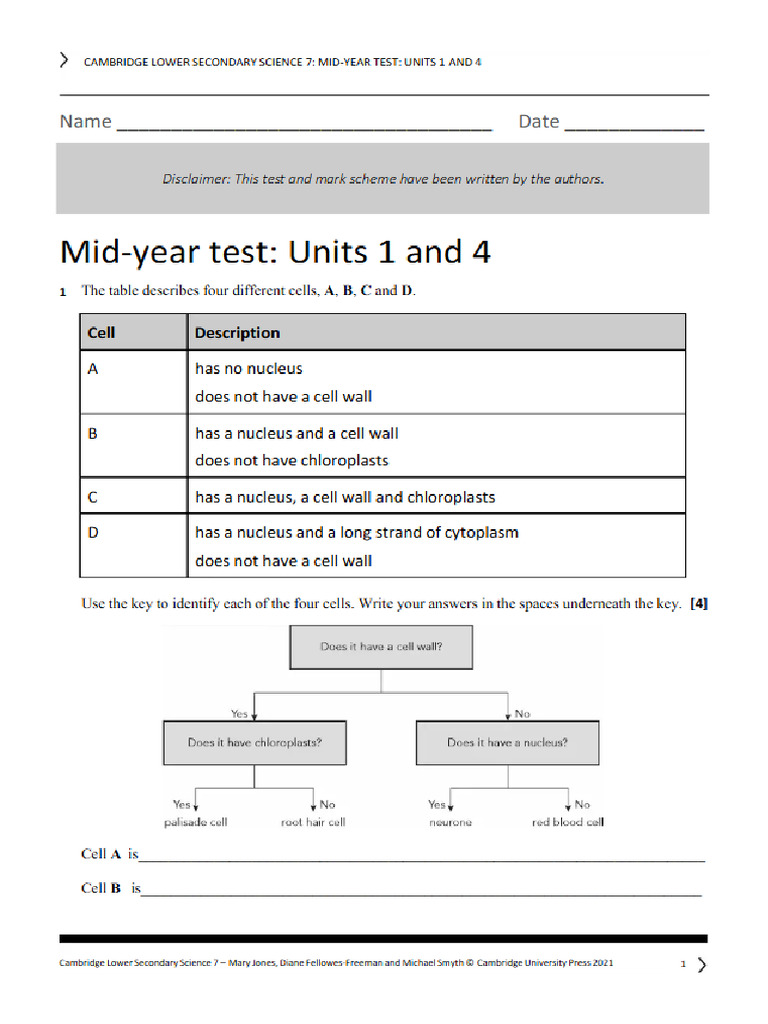 S7 Mid-Year Test Units 1 and 4 | PDF