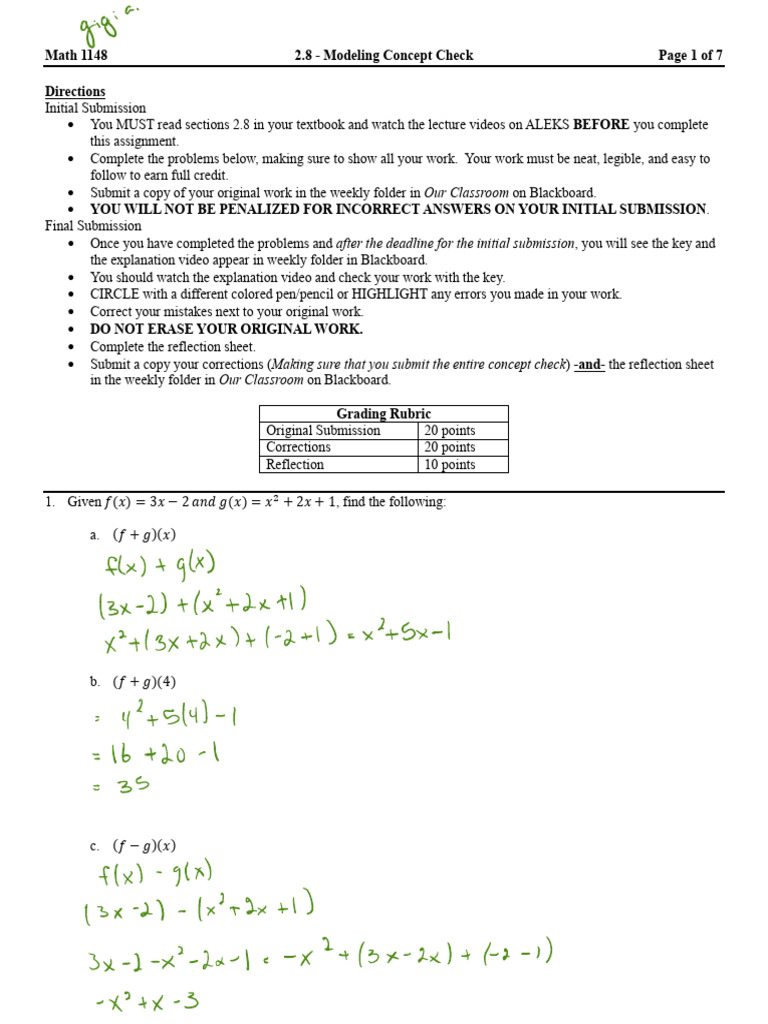 2.8 Modeling Concept Check | PDF | Function (Mathematics) | Area