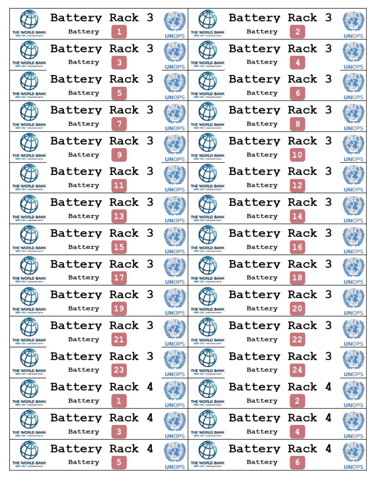Battery Rack Inventory List | PDF