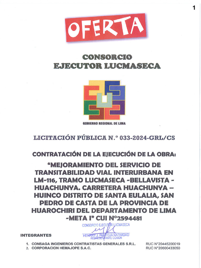 Consorcio Ejecutor à Lima | PDF