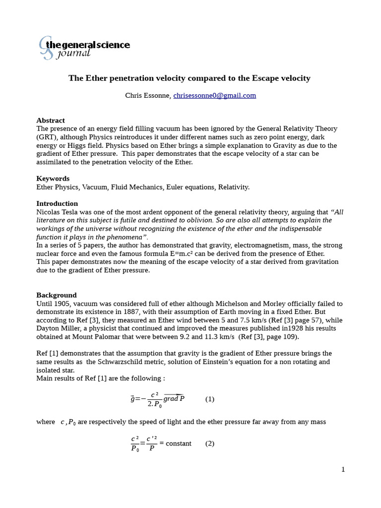 Ether and Escape Velocity Explained | PDF | Luminiferous Aether ...