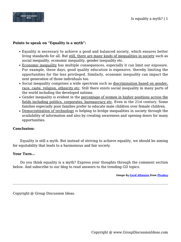 Is Equality A Myth | PDF