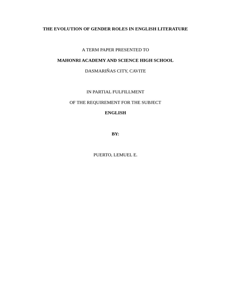 Evolution of Gender Roles in Literature | PDF | Gender Role | Gender