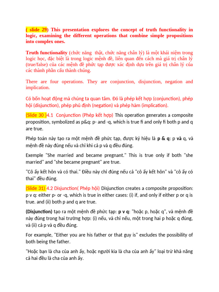 Truth Functionality - Thuyết Trình | PDF