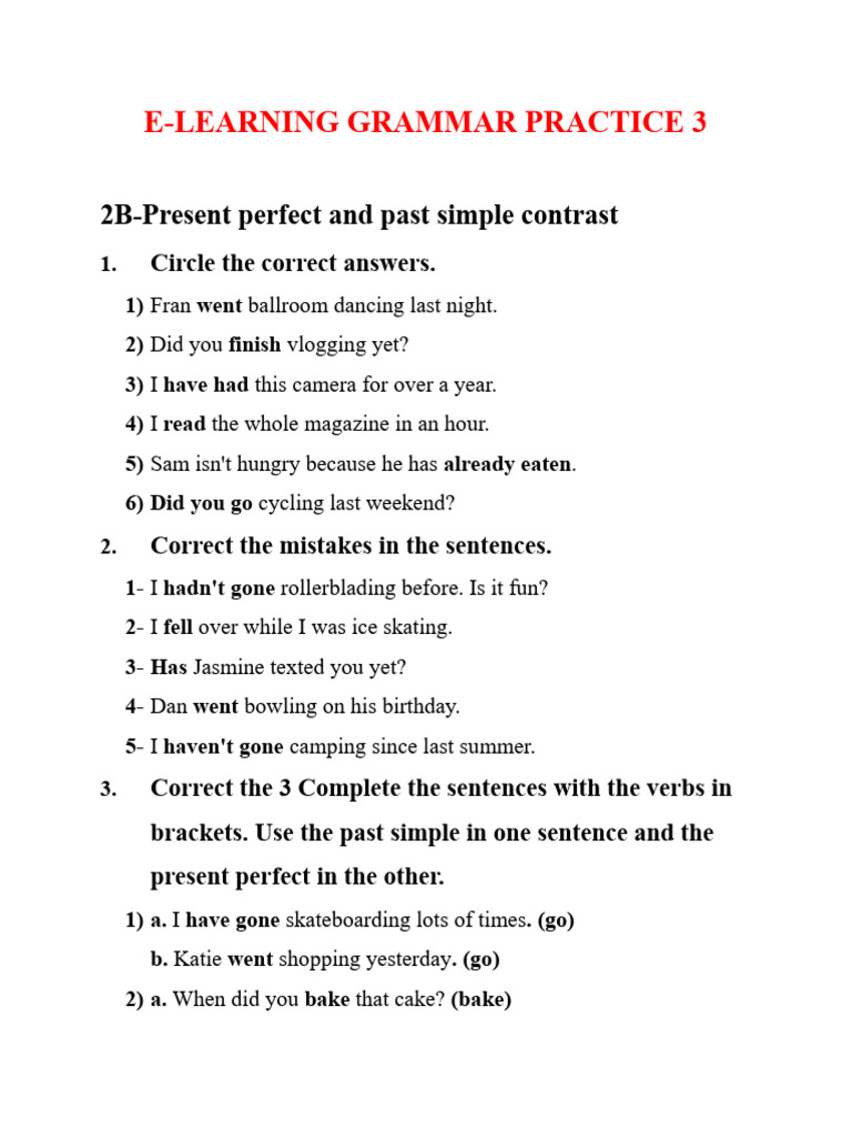 Grammar Practice 3 | PDF