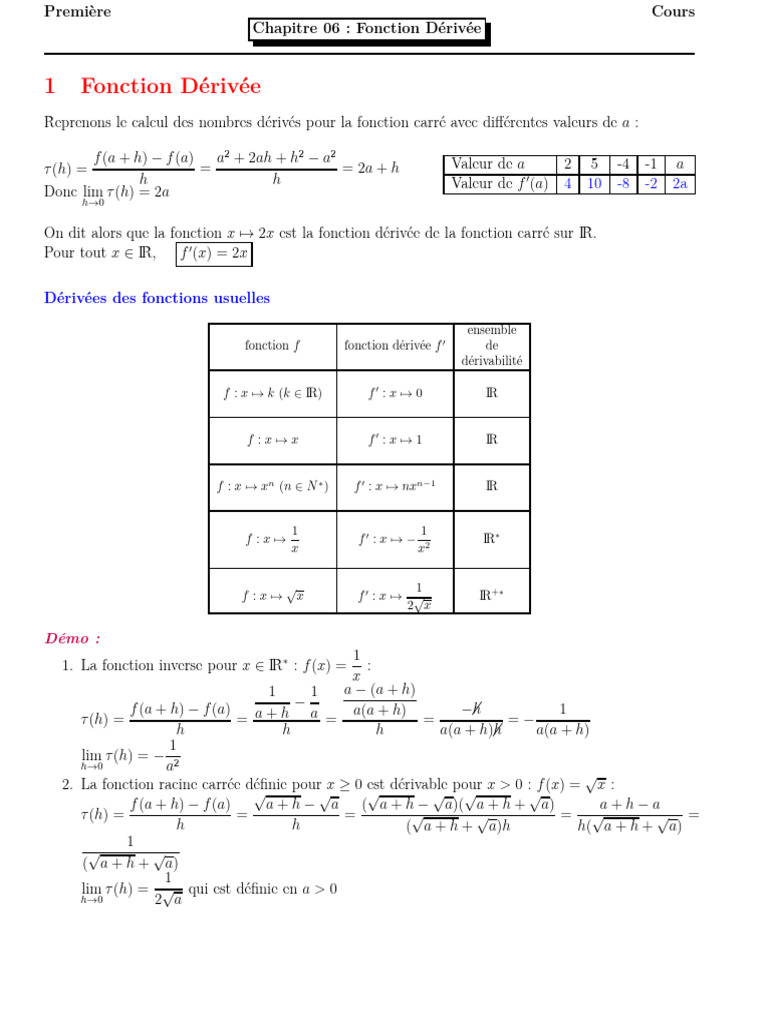 Fonction Dérivée et Propriétés Mathématiques | PDF | Nombre | Analyse ...