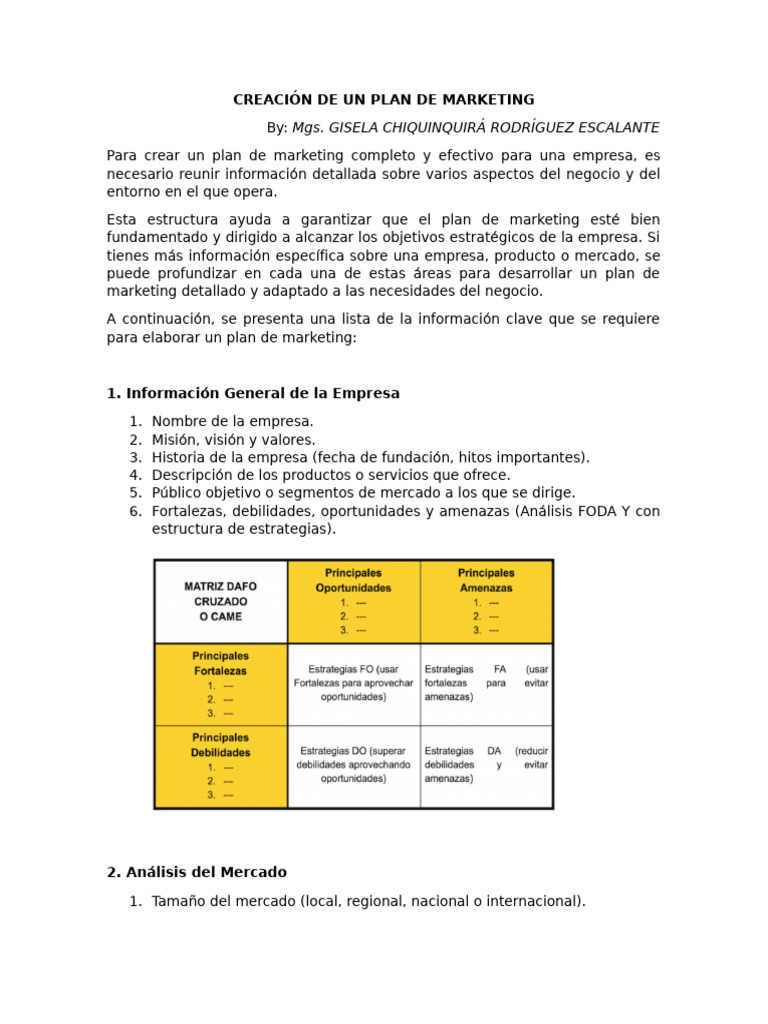 Creación de Un Plan de Marketing | PDF | Marketing | Producto (Negocio)