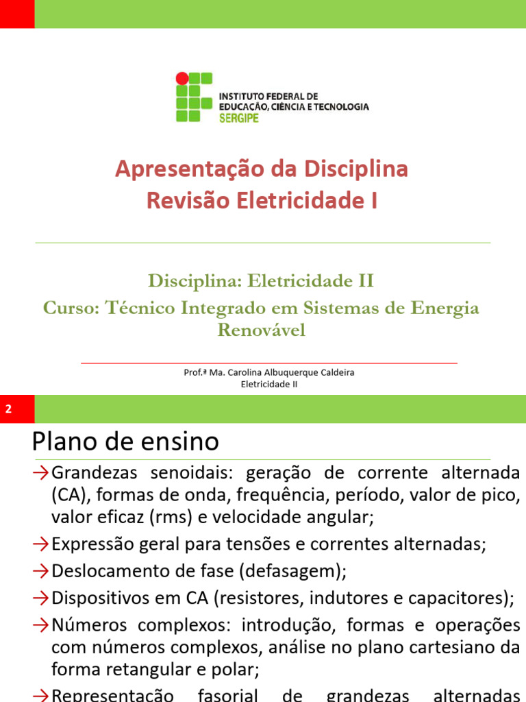 Eletricidade II: Plano de Ensino | PDF | Eletricidade | Corrente elétrica