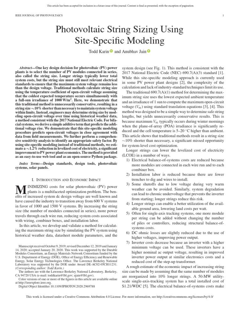Optimizing PV String Sizing Methods | PDF | Photovoltaics ...