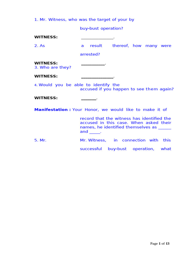 Direct Examination of Police Officer | PDF | Witness | Signature