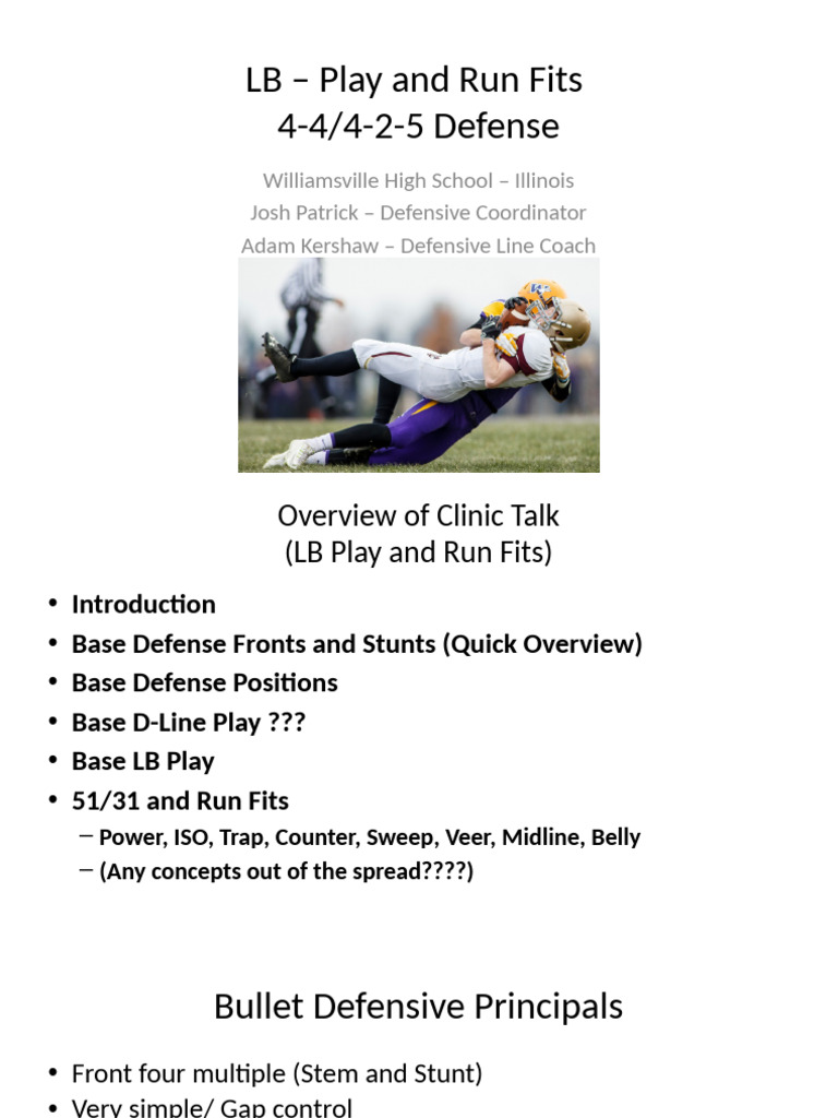 LB Play and Run Fits in 4-4 Defense | PDF | Team Sports | Gridiron Football