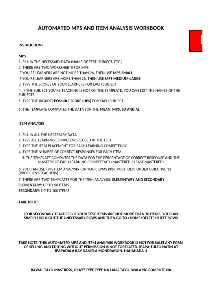 Mps and Item Analysis-3rd | PDF | Multiplication | Linguistics